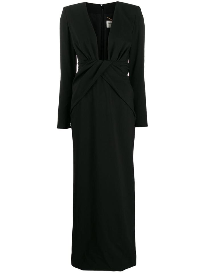 Saint Laurent Plunging Evening Dress - Black