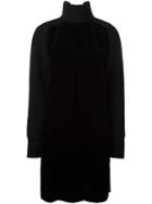 Sacai Panelled Turtleneck Dress, Women's, Size: 2, Black, Cupro/rayon/wool