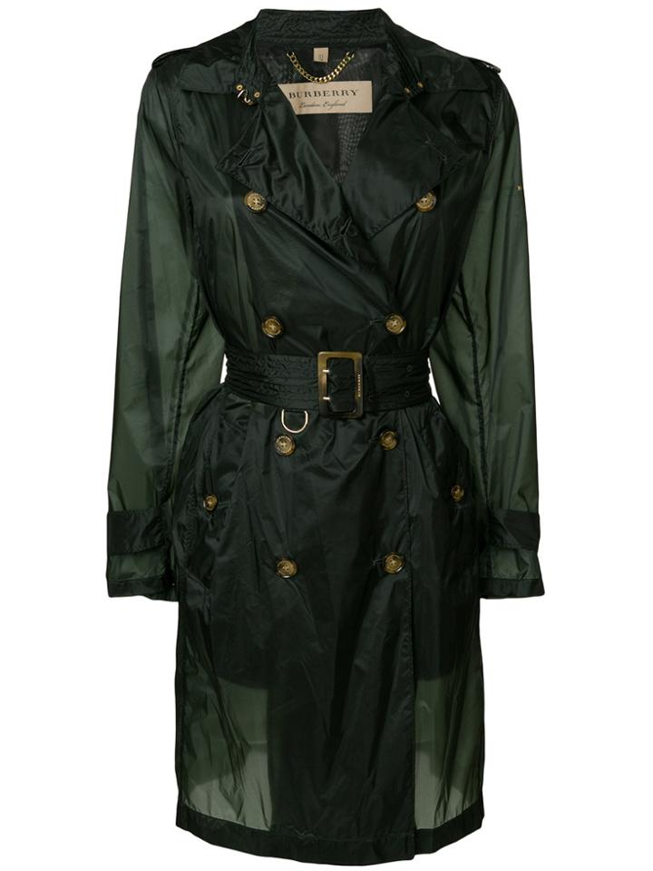 Burberry Belted Trench Coat - Green