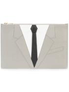 Thom Browne Suit Embroidered Clutch - Grey