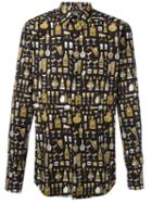 Dolce & Gabbana Musical Instrument Print Shirt, Men's, Size: 38, Black, Cotton