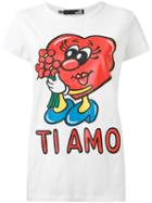Love Moschino Ti Amo Print T-shirt, Women's, Size: 38, White, Cotton/spandex/elastane