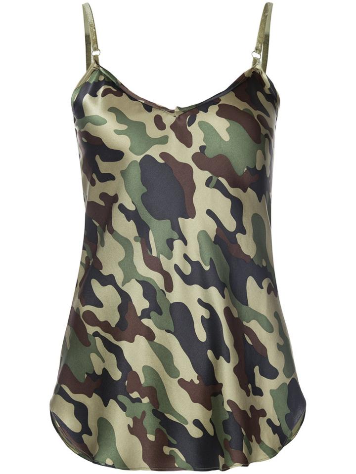 Nili Lotan - Camouflage Cami - Women - Silk - Xs, Green, Silk