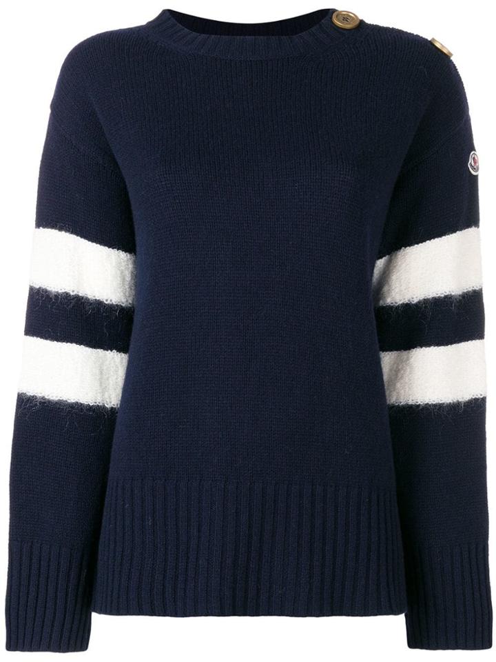 Moncler Contrast Stripe Jumper - Blue