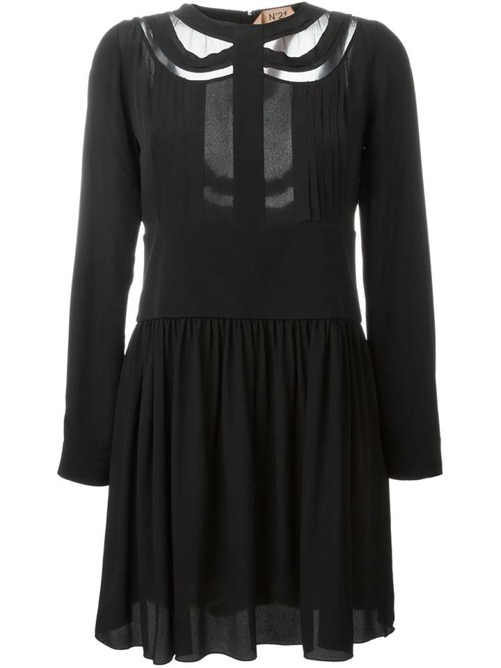 No21 Sheer Panel Dress, Women's, Size: 40, Black, Silk/acetate