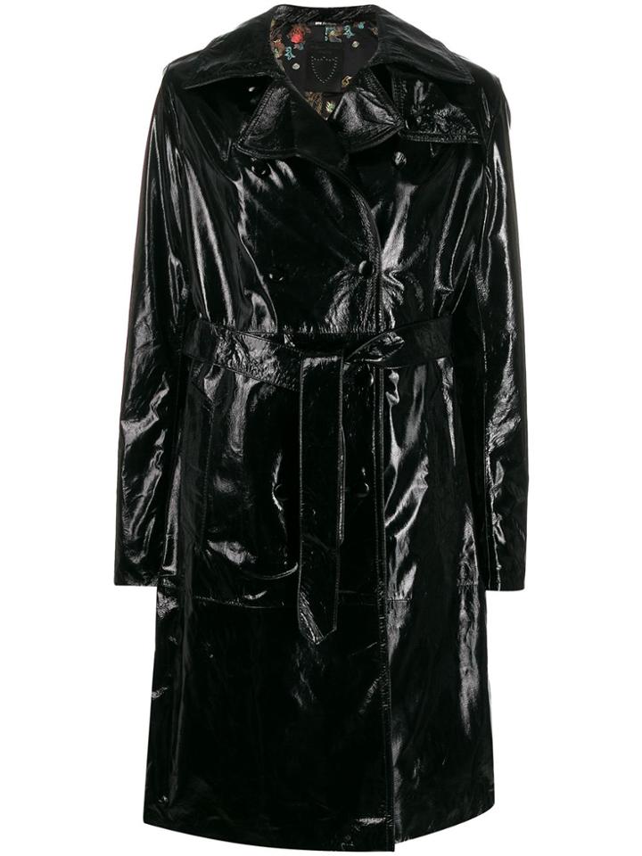 Htc Los Angeles Glossy-effect Trench Coat - Black