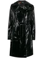 Htc Los Angeles Glossy-effect Trench Coat - Black