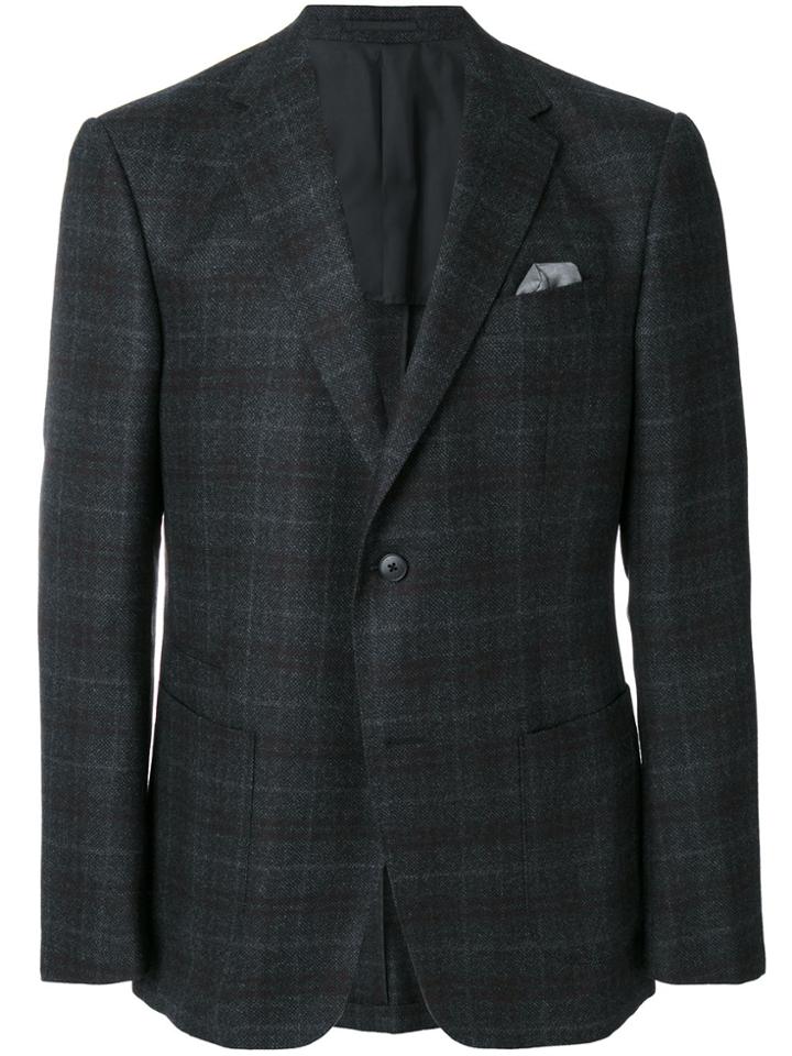 Z Zegna Woven Check Blazer - Grey