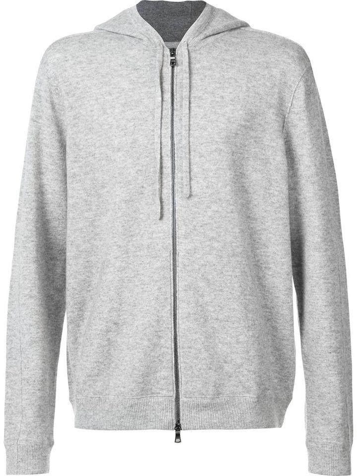 Vince Classic Zipped Hoodie, Men's, Size: Medium, Grey, Cashmere