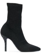 Fausto Zenga Pointed Toe Sock Boots - Black
