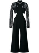 Self-portrait Lace Trim Jumpsuit, Women's, Size: 12, Black, Polyester/spandex/elastane