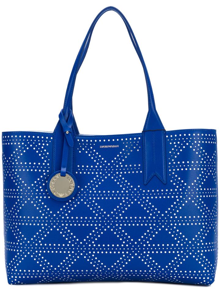 Emporio Armani Embossed Tote Bag - Blue