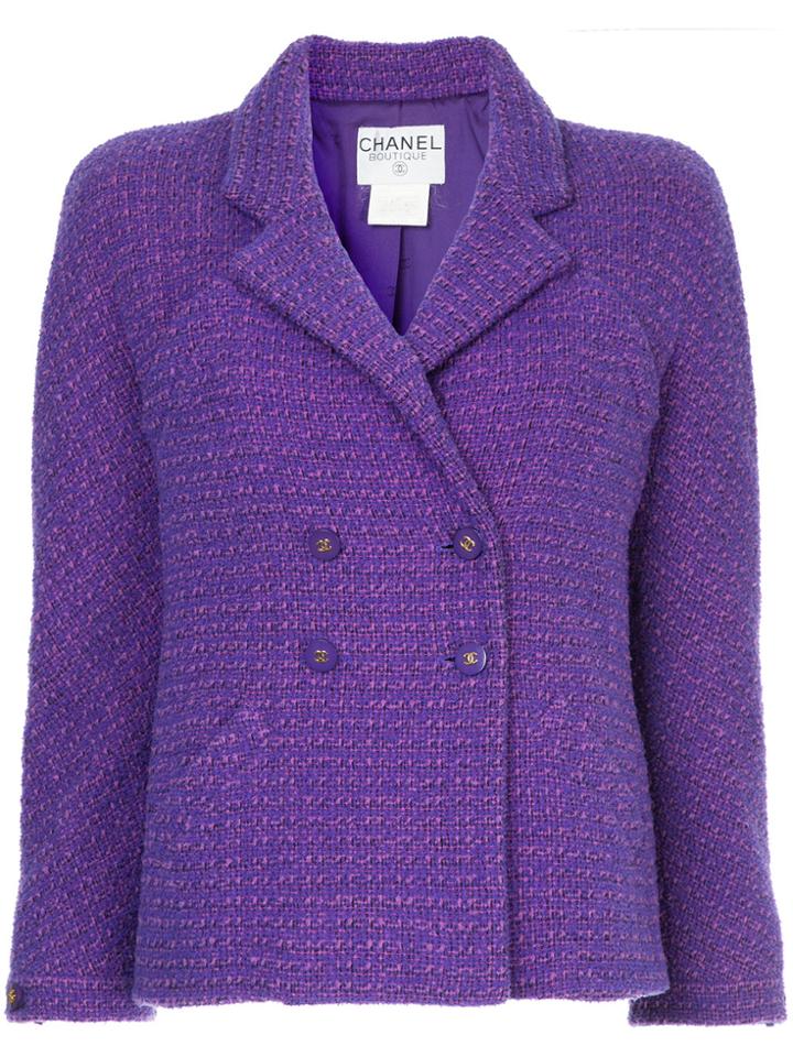 Chanel Vintage Double Breasted Tweed Jacket - Pink & Purple