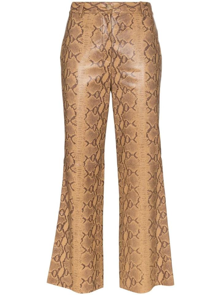 Nili Lotan Vianna Snake-effect Trousers - Brown