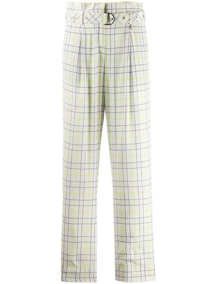 Patrizia Pepe Belted Check Trousers - White