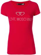 Love Moschino Studded Logo Detail T-shirt - Red