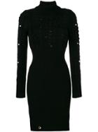 Philipp Plein Knit Embellished Turtleneck Dress - Black