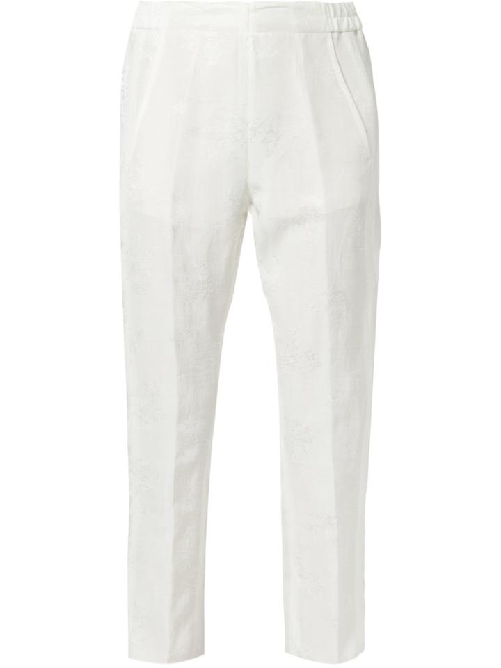 Ann Demeulemeester Cropped Loose Fit Trousers - White