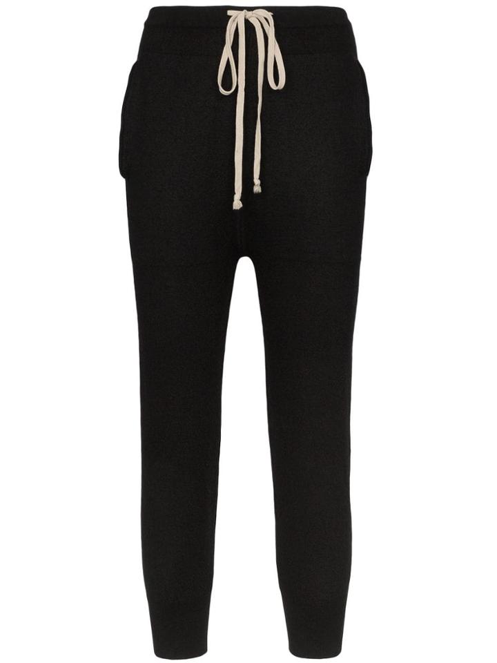 Rick Owens Cropped Cashmere Joggers - Black