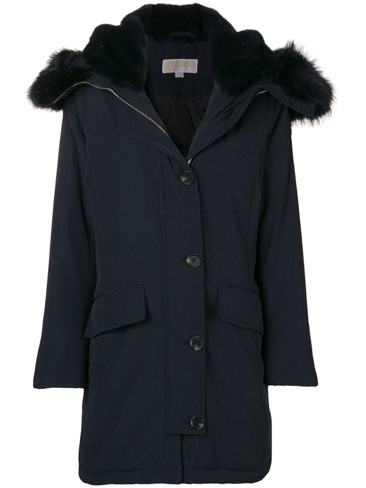 Michael Michael Kors Faux Fur-trim Coat - Blue