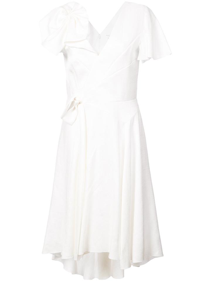 Delpozo Asymmetric Structured Sleeve Dress - White