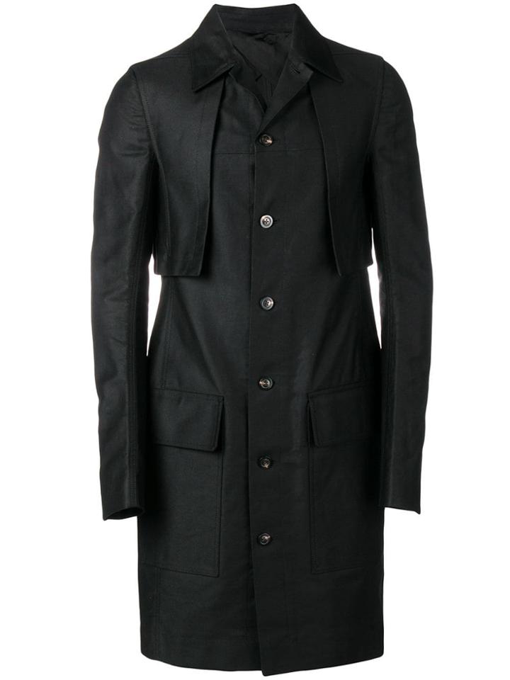 Rick Owens Waxed Trench Coat - Black