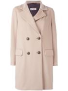 Alberto Biani Double Breasted Coat, Women's, Size: 44, Nude/neutrals, Virgin Wool/acetate/viscose