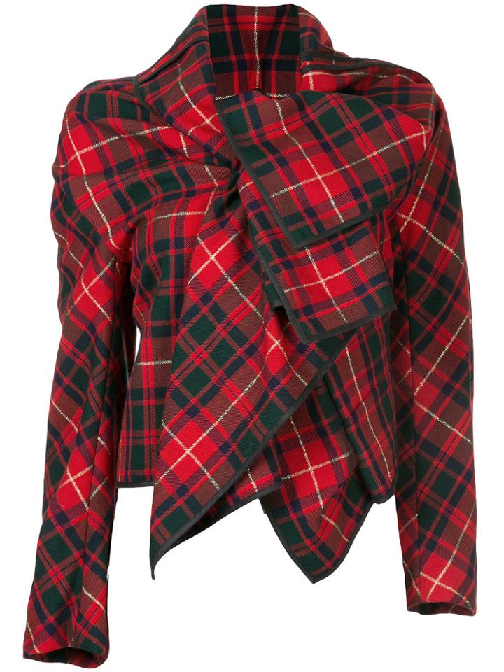 Comme Des Garçons Vintage Tartan Wrap Jacket - Red