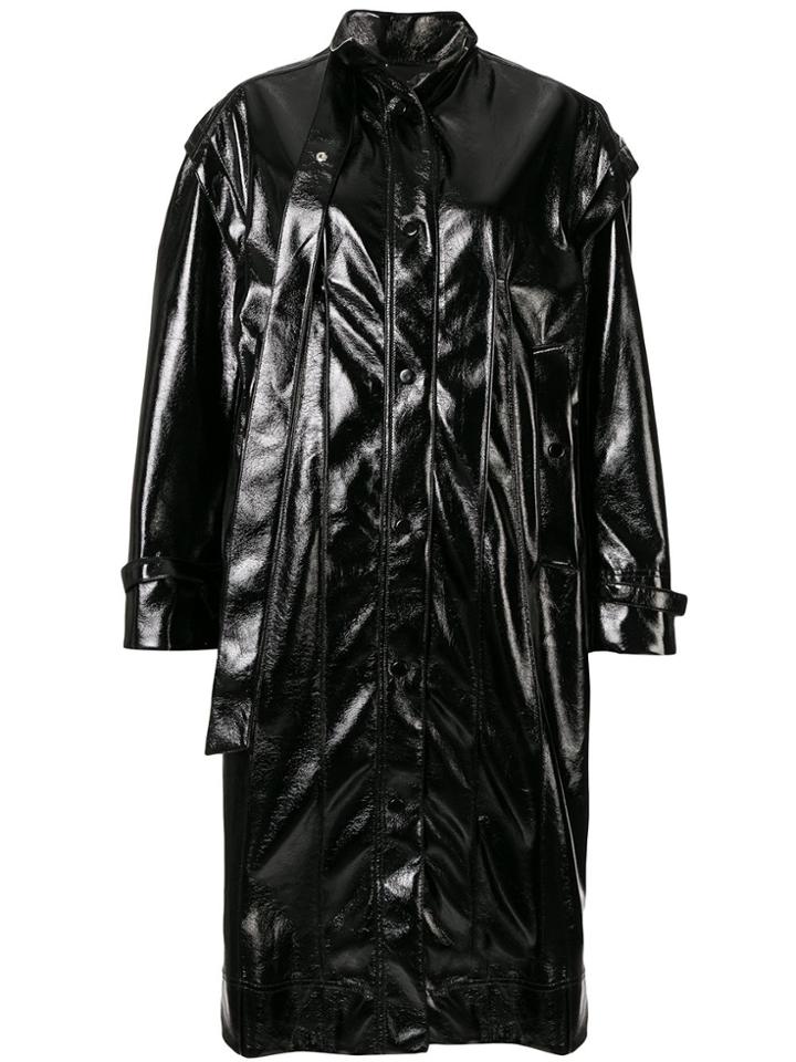 Irene Patent Style Coat - Black