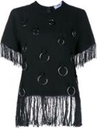 Msgm Fringed Short Sleeved Top With Rings