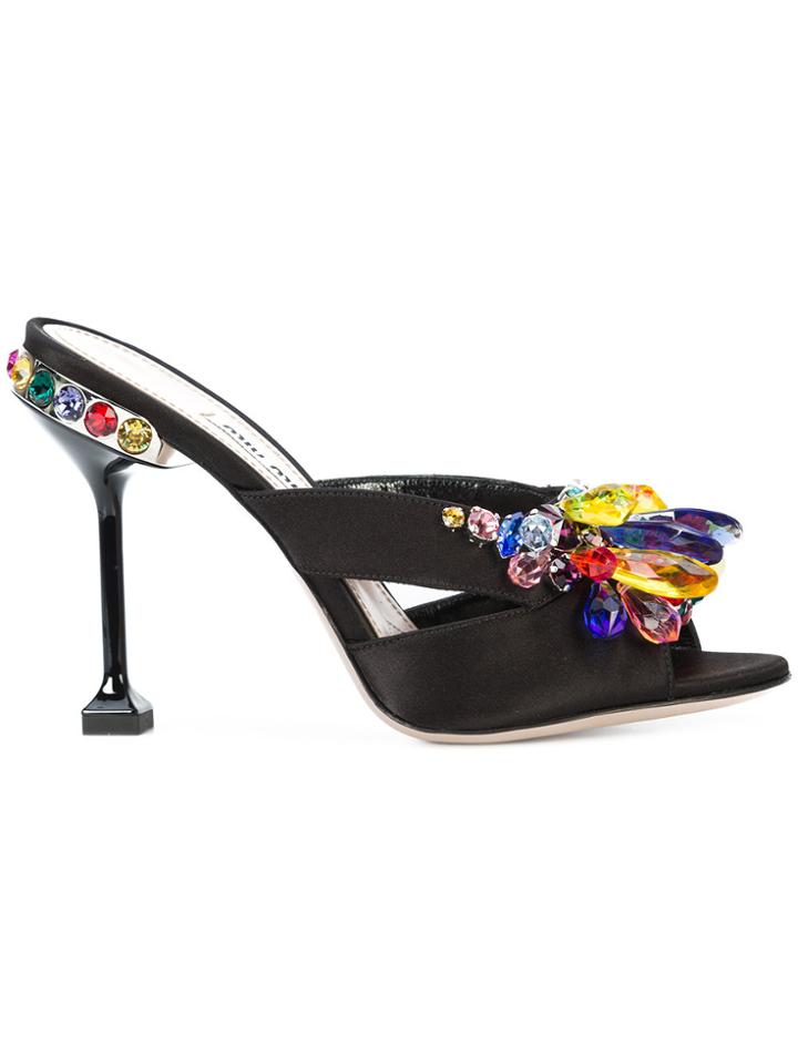 Miu Miu Crystal-embellished Sandals - Black