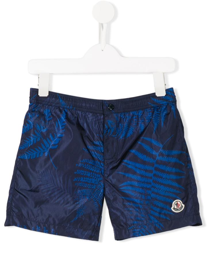 Moncler Kids - Leaf Patterned Swim Shorts - Kids - Polyamide/polyamide-8 - 5 Yrs, Blue