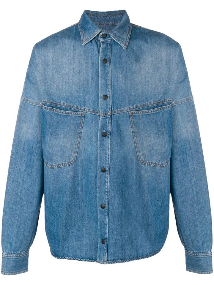 Palm Angels Denim Logo Shirt - Blue