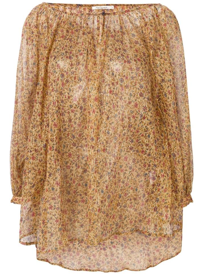 Mes Demoiselles Lurex Floral Print Blouse - Neutrals