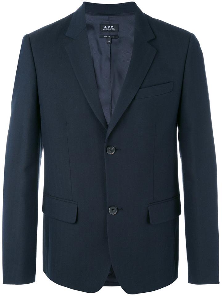 A.p.c. - Two Button Jacket - Men - Cotton/polyamide/viscose - L, Blue, Cotton/polyamide/viscose