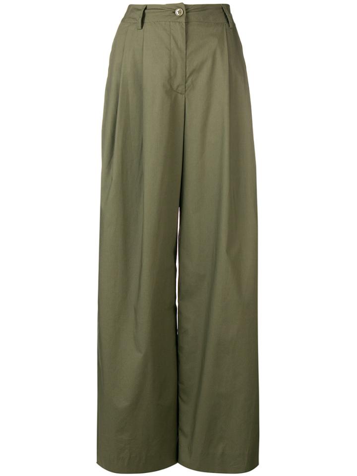 Blanca Long Wide Leg Trousers - Green