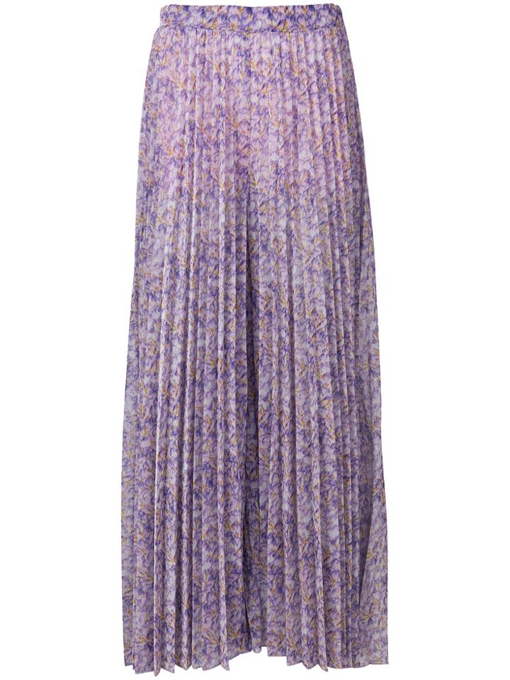Blumarine Floral Pleated Maxi Skirt - Pink & Purple