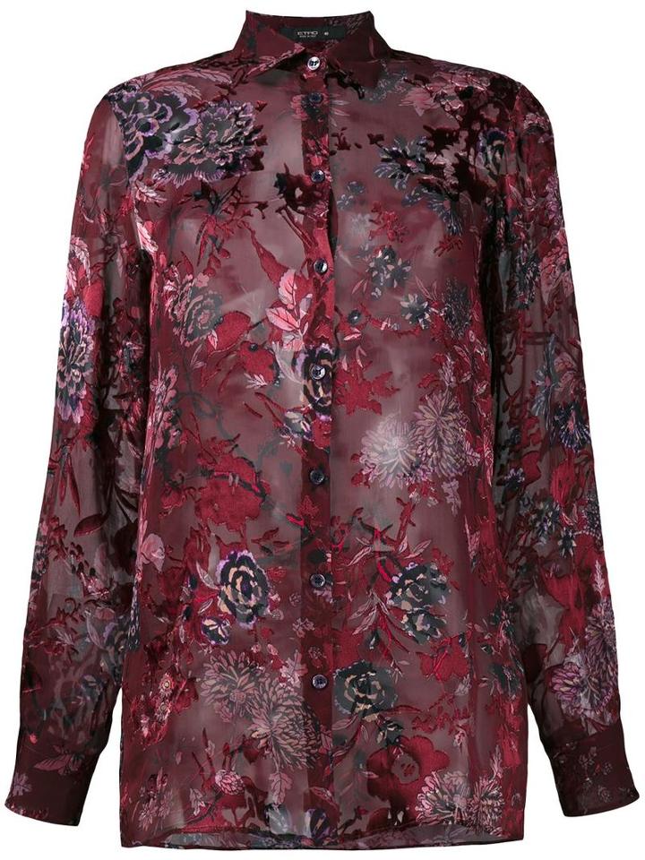 Etro Floral Embroidered Shirt, Women's, Size: 42, Red, Silk/viscose