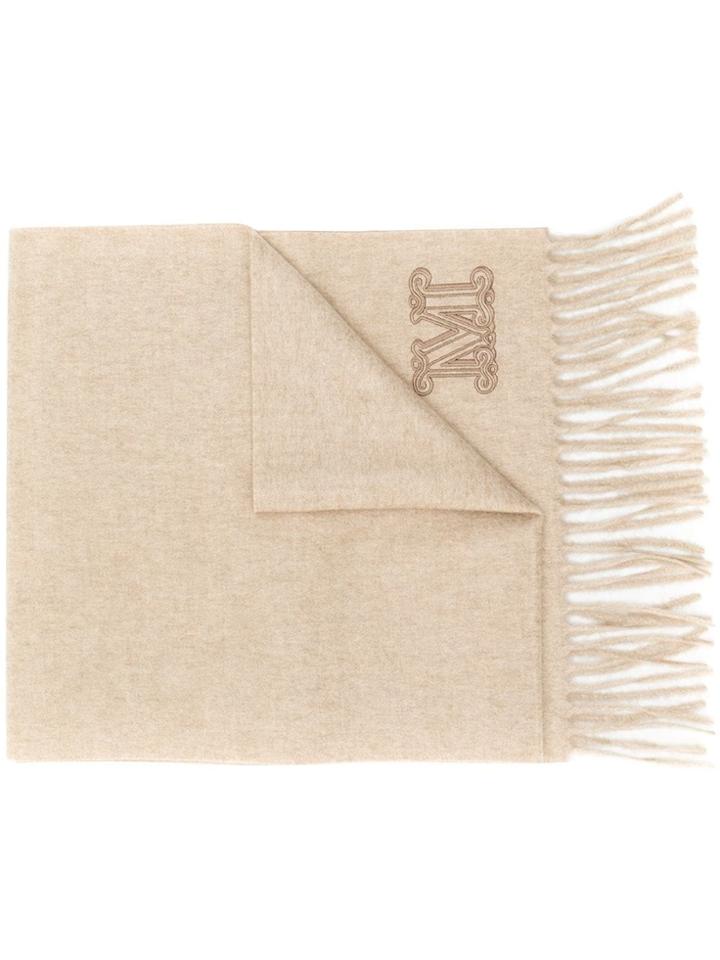 Max Mara Dalia Monogram Fringed Scarf - Neutrals