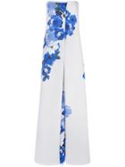 Costarellos Floral Print Long Dress - Grey