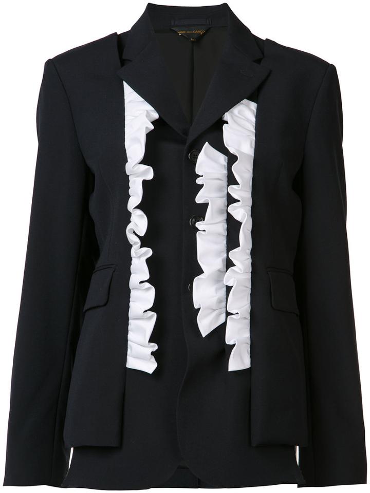 Comme Des Garçons Contrast Ruffle Blazer, Women's, Size: Large, Blue, Cotton/cupro/wool