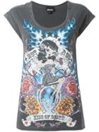 Just Cavalli Pin-up Print T-shirt, Women's, Size: Xs, Grey, Cotton