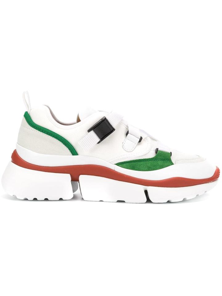 Chloé Platform Cross Strap Sneakers - White
