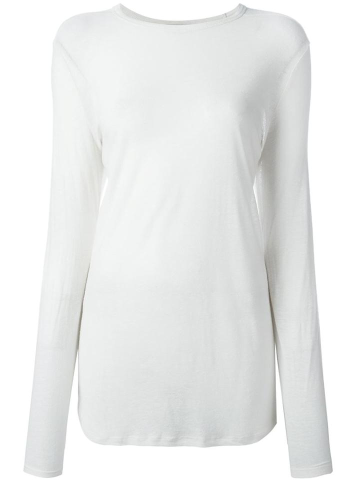 T By Alexander Wang Longsleeved T-shirt, Women's, Size: Large, White, Silk/rayon