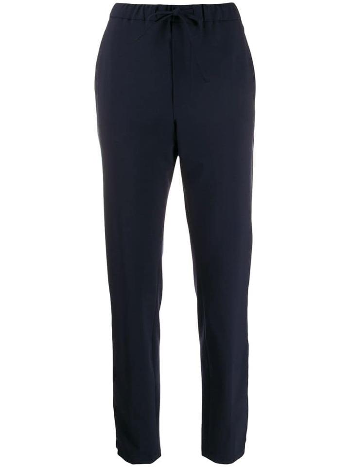 Closed High-waisted Slim-fit Trousers - Blue