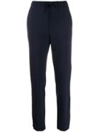 Closed High-waisted Slim-fit Trousers - Blue