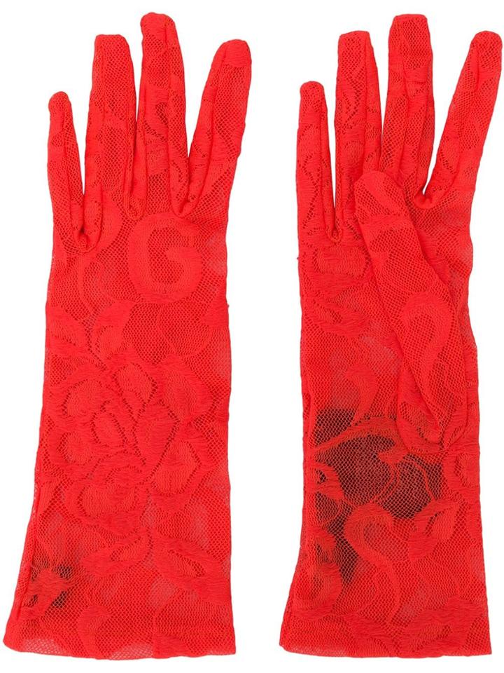 Gucci Floral Lace Gloves - Orange