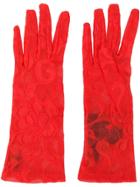 Gucci Floral Lace Gloves - Orange