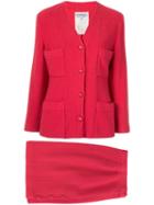 Chanel Pre-owned Set Up Suit Jacket Skirt - Pink
