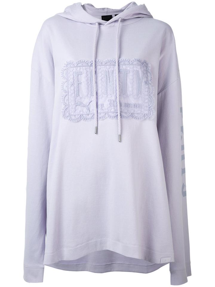 Fenty X Puma - Embroidered Hooded Sweatshirt - Women - Cotton/spandex/elastane - S, Pink/purple, Cotton/spandex/elastane